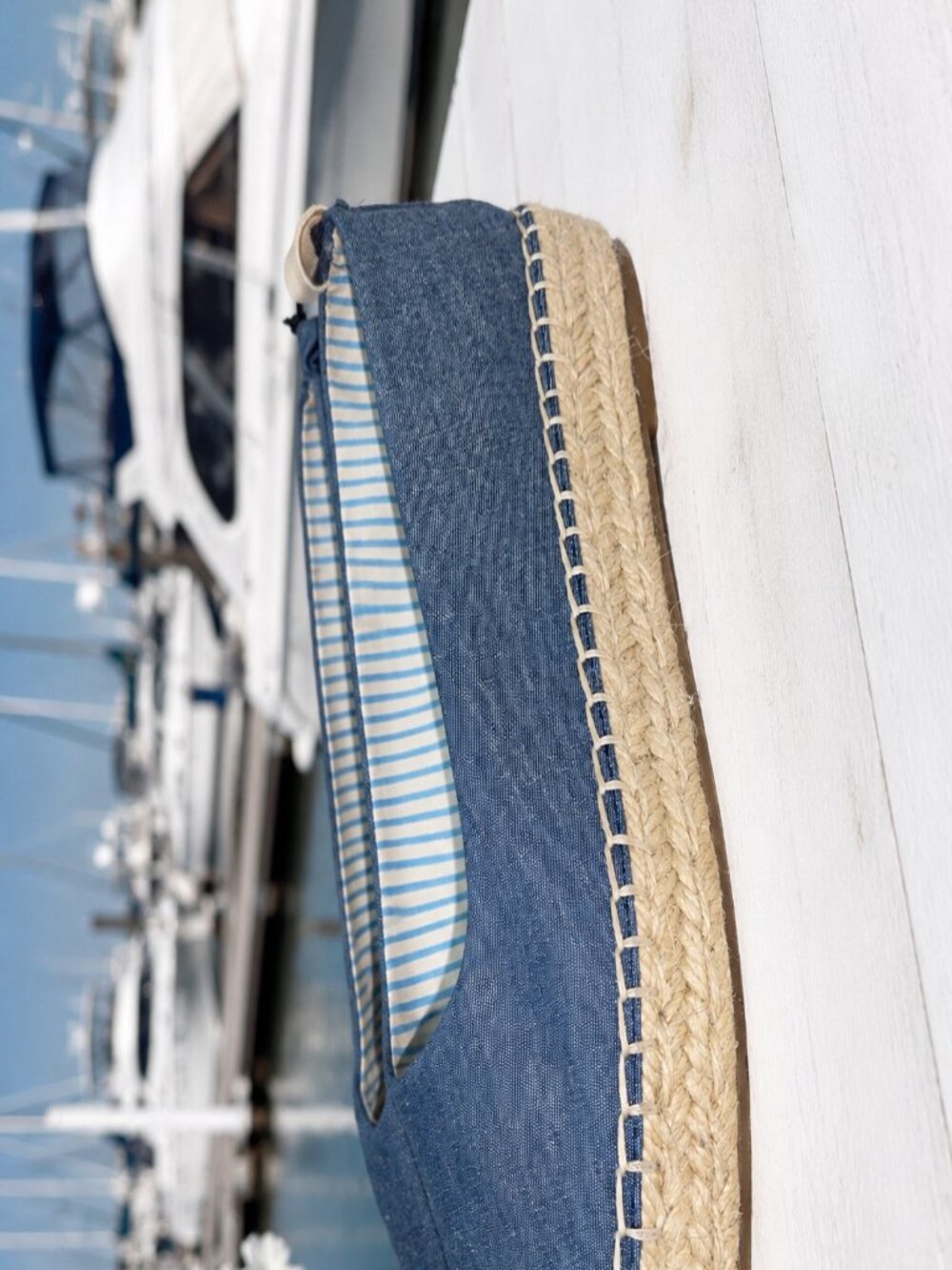 Draper James Blue Chambray Espadrille Flats Women's Size 8 Rope Sole Slip On